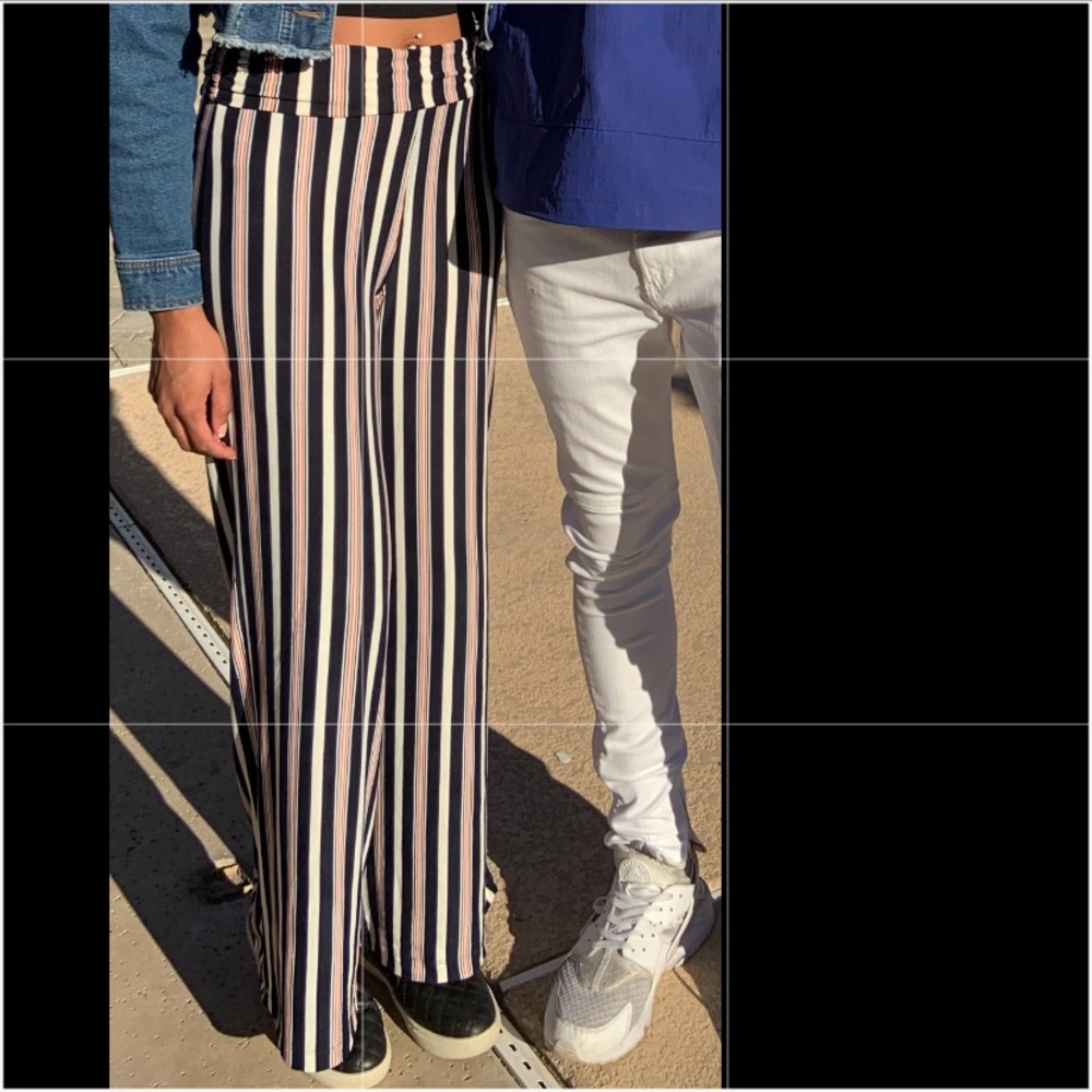 Red White & Navy Blue Stripe Straight Yoga Pants